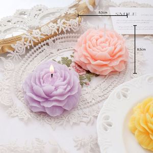 Bougie parfumée artisanale en cire de soja naturelle, sans flamme, en forme de pivoine, à une seule mèche, pour mariage, Thanksgiving, cadeau de fête, décoration d'intérieur - Product Image 3