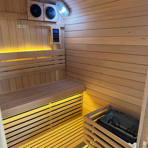 Tùy Chỉnh Hiện Đại Ngoài Trời Phòng Tắm Hơi Với Bếp Điện Rắn Gỗ Xây Dựng Bảng Điều Khiển Hơi Nước Chức Năng Lớn Băng Ghế Dự Bị Cho Thư Giãn - Product Image 5