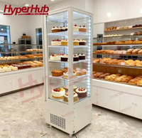 Réfrigérateur autoportant à porte vitrée trempée à 360 degrés, prix direct usine, pour buffet, présentation de snacks et gâteaux, avec éclairage LED