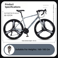 Nouvelle arrivée, vélo de course pour adultes à cadre en acier à haute teneur en carbone, roue intégrée à 3 rayons, frein à disque mécanique avant et arrière, multi-vitesses