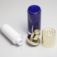 Ensemble d'emballages acryliques bleus ronds droits de 30g 50g 50ml 120ml Bouteille pompe à lotion essence avec couvercle en forme de diamant