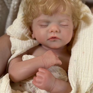 Poupée bébé garçon réaliste de 18 pouces, nouveau-né, corps entièrement en silicone souple, peau peinte en 3D, veines visibles, jouet réaliste lesté - Product Image 2
