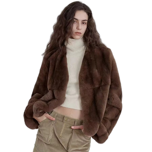 Nueva Llegada 2026: Parka de Piel de Conejo Rex Auténtica de Alta Calidad para Mujer, con Botón Único, Tejido Liso Teñido, Transpirable, Red Rasheed - Product Image 1