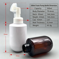 Flacon pompe mousse 500 ml, distributeur de nettoyant rechargeable en PET avec col de 43 mm pour gel douche, shampoing et emballages de soins de la peau