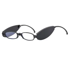 클래식 블랙 및 그레이 타원형 돋보기 안경 고화질 휴대용 노안 안경