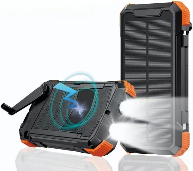 Multifunctional 20000mAh Solar Power Bank Hand Crank Wireless Charging Detachable Solar Panels 12V Cigarette Lighter