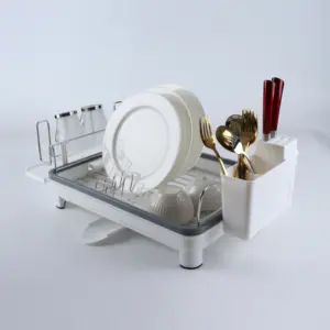 キッチンカウンタートップ用304ステンレス鋼機能的で大容量の頑丈なフレーム皿乾燥ラック
