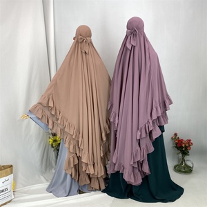 Elegante Khimar Hijab de Chifón de Dos Capas Extra Largo con Volantes en los Extremos, Multicolor, para Mujeres Musulmanas, Oración Diaria, Ramadán 2025, 2359 - Product Image 2
