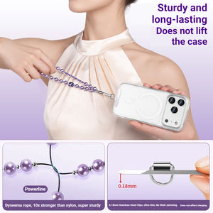 רצועת טלפון קצרה נגד אובדן עם חרוזי פנינה, רצועת יד עם תליון מתכתי לעיצוב טלפון סלולרי - Product Image 6