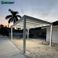 Système de toit en aluminium de conception moderne Gazebo de patio imperméable de haute qualité Persienne à ouverture verticale Pergola fabriquée en alliage d'aluminium