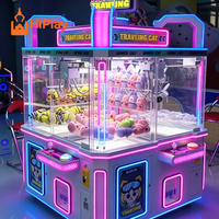 Machine à griffes carrée à monnayeur pour 4 joueurs, pour peluches et cadeaux, usage commercial pour centres de divertissement et centres commerciaux
