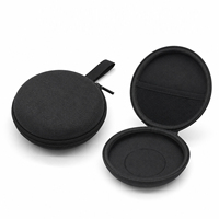Étui rigide rond personnalisé en EVA avec poche en filet zippée, sangle élastique et rangement portable pour accessoires d'écouteurs