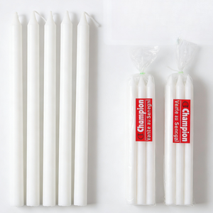 Белые тонкие свечи-столбики для церковных и домашних торжеств, долгогорящие, из парафинового воска, оптом - Product Image 5