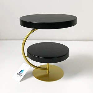 2 katmanlı siyah altın renk yuvarlak Metal düğün pastası standı tatlı ekran fincan kek standı - Product Image 6