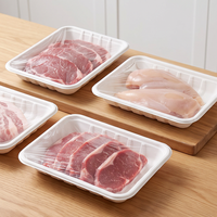 Barquette de préparation et d'emballage pour viande en bagasse écologique, blanche, pour supermarché, blister, pour congélation et présentation