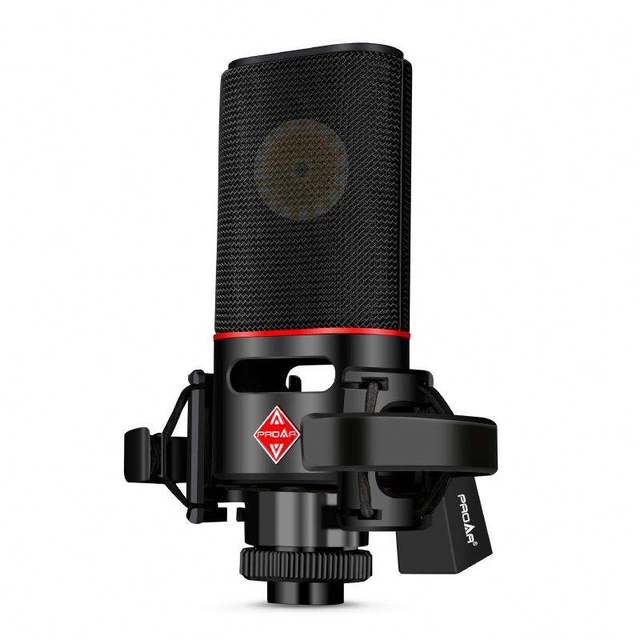 FANGDONG Professional 48V Cardioid XLR Shock Mount Studio Microphone 25mm Metal for Broadcasting Karaoke & Gaming Desktop Style