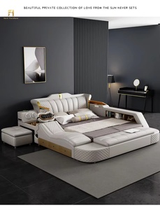 <span class=keywords><strong>Letto</strong></span> Smart Imbottito in Pelle Tatami di Grandi Dimensioni Moderno e Minimalista con USB per una Camera da <span class=keywords><strong>Letto</strong></span> Confortevole - Product Image 4