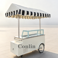 Chariot à gelato italien à pousser à la main, kiosque à crème glacée pour l'extérieur, à vendre