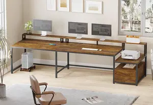 Büro tisch mit Akten schublade Steckdose Gaming Corner Computer tisch L-förmiger Metallrahmen Holz schreibtische