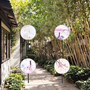 Éventail rond portable en bois ancien translucide et soyeux, style ange, technique de bambou, pour mariage, décoration intérieure et cadeau, peinture - Product Image 3