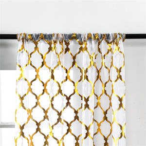 Rideaux transparents imprimés or blanc feuille d'or impression bronzant estampage à chaud <span class=keywords><strong>rideau</strong></span> de fenêtre pour <span class=keywords><strong>salon</strong></span> chambre décor rideaux - Product Image 2