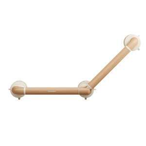 Poignée de sécurité antidérapante en bois grainé à ventouse, sans perçage, pour salle de bain, rotative, capacité de charge 50 kg, style moderne et simple - Product Image 5