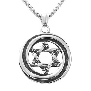 <b>Titanium</b> Steel Six Pointed Star Pendant Men's Hollow Retro Geometric Necklace Stainless Steel Jewelry Fashion Accessory - Product Image 5