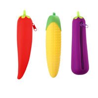 Étui à crayons 3D créatif en silicone, porte-stylo, mignon, carotte, cactus, pois, papeterie étanche pour les sacs d'école pour enfants