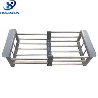 Égouttoir à vaisselle multifonctionnel rectangulaire durable et imperméable en acier inoxydable extensible pour légumes et fruits