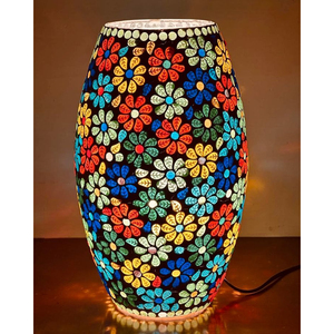 โคมไฟโมเสคเกรดพรีเมียม ลายดอกไม้หลากสี ดีไซน์งานฝีมือ โคมไฟโมเสคสำหรับขาย - Product Image 1