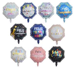 18 Inch Spanish Feliz Cumpleanos Happy Birthday Film Party <b>Decoration</b> Octagonal Hexagonal Aluminum Foil <b>Balloon</b> - Product Image 2