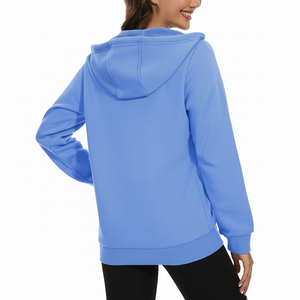 Sweat à capuche zippé intégral en molleton 100 % coton respirant et écologique, personnalisé OEM, pour femme, idéal pour les tenues décontractées d'hiver et le style urbain. - Product Image 1