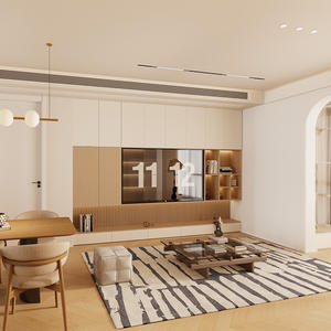 Meuble TV en bois massif, armoire de rangement modulaire pour salon avec intégration murale, mobilier pour toute la maison - Product Image 1