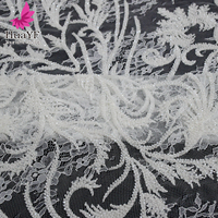 HY3536 Nouvelle Arrivée Tissu en Tulle Perlé Français et Dentelle Chantilly avec Paillettes pour Robe de Mariée