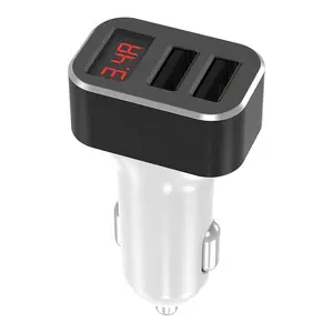 Car Cigarette Lighter Charger 12/24V DC Power Supply With Screen Display 2 USB Type A 3.4A Port
