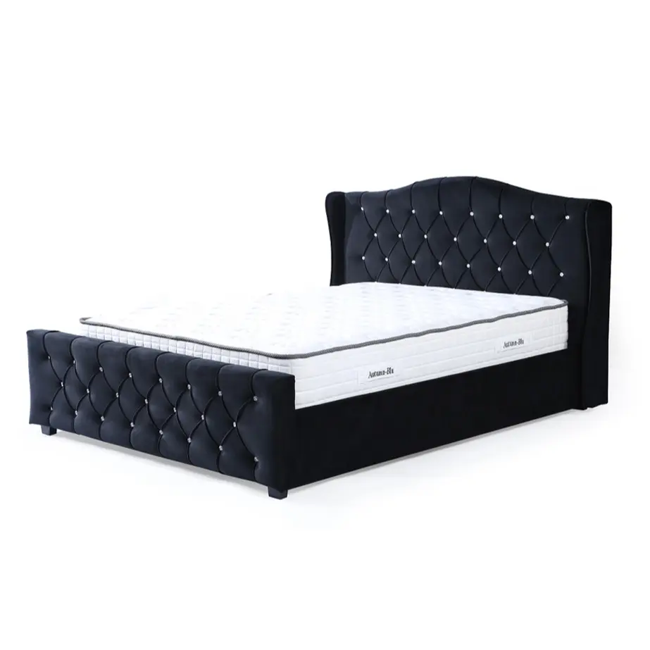 Letto imbottito con pedana letto facile da montare struttura letto casa vita King Queen Size formato singolo formato doppio tessuto legno di pino moderno