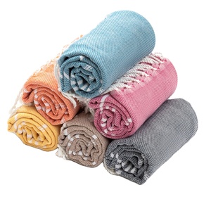 Telo mare turco Logo personalizzato Sand Free Super acqua morbida 90*180cm XXL lino cotone striscia telo mare con nappa - Product Image 2