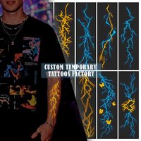 Tatouages temporaires en papier fluorescent réactifs aux UV, autocollants imperméables pour le visage et le corps, pour soirées en boîte de nuit, personnalisables