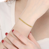 Bracelet ajustable unisexe en acier inoxydable plaqué or, style INS, tendance hip-hop, simple, multi-tailles, avec chaîne à maillons et chaîne à lames