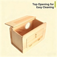 Maison pour animaux de compagnie en bois naturel à 2 niveaux, imperméable, multifonctionnelle, hamac, design ventilé creux, coussin doux amovible, meubles pour chiens