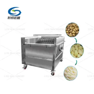 High Speed Production Line Fruit And Vegetable Roller Washing Machine Ginger Potato Peeling Machine