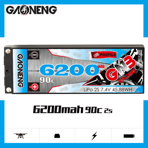 GNB GAONENG 6200MAH 2S 2S1P 7.4V 90C 180C 5.0mm Baterai LiPo Hard Case Bullet 1:10 1/10 Skala Mobil RC Perahu Drift - Product Image 2