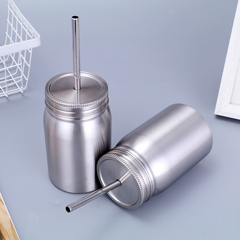 Лидер продаж на Amazon, водонепроницаемая сублимационная Термокружка с двойной стенкой 16 унций из нержавеющей стали с вакуумной изоляцией, каменная банка, кружка с крышкой и соломинкой