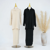 Ensemble Haut et Jupe Femme Musulmane Deux Pièces, Pull Pudique Vêtement Islamique pour Femme, Tenue Quotidienne Décontractée et Pudique