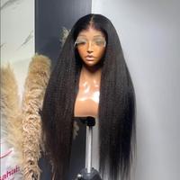 Wig Rambut Asli Brasil 360 Lace Front Virgin Hair Kinky Straight HD Lace 13x4 13x6 Pre Pluck Lace Frontal Glueless Wigs