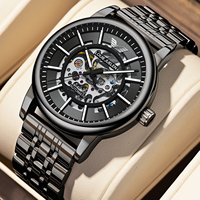 Montre mécanique entièrement automatique Louie Juelen pour homme, design squelette lumineux, étanche, vente en gros