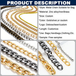 Vente <span class=keywords><strong>en</strong></span> gros de chaîne de sac à bandoulière, accessoires personnalisés <span class=keywords><strong>en</strong></span> métal pour sac à main, sangle <span class=keywords><strong>en</strong></span> chaîne <span class=keywords><strong>en</strong></span> aluminium/acier inoxydable pour sac à main - Product Image 3