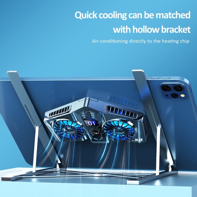 Portable Flexible Adjustable ABS Material Mobile Phone Cooling Laptop Stand with 4800 RPM Fan Bed & Desk Use Charger Included