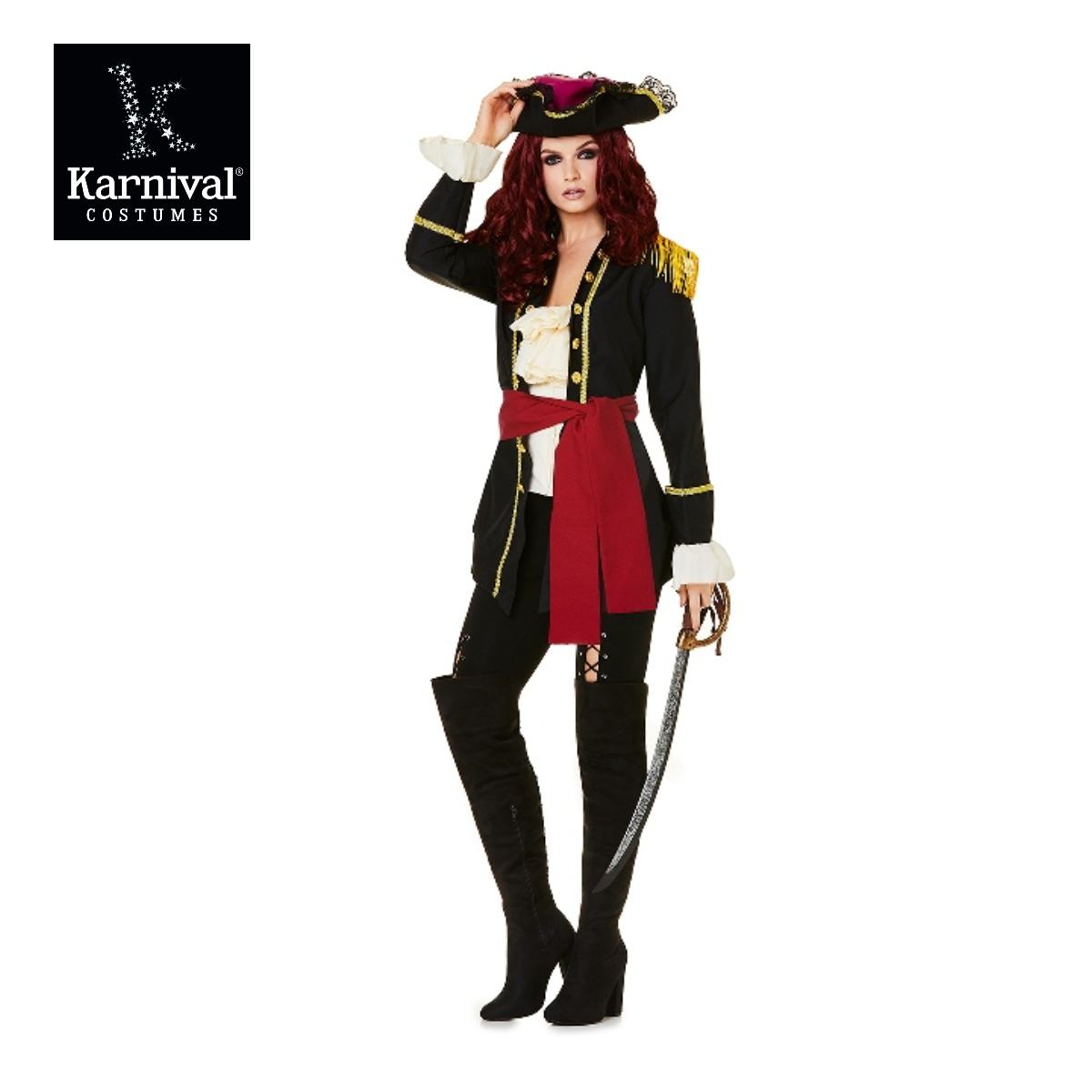 81302 Pirate Captain - Jacket with Shirt Insert,Sash & Hat