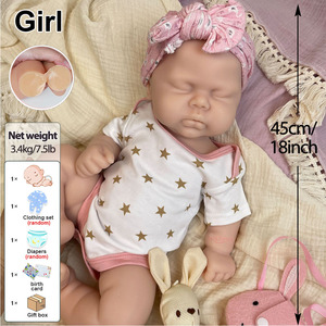 Muñeca <span class=keywords><strong>Reborn</strong></span> de Silicona de Cuerpo Completo de 18 Pulgadas, Fácil de Pintar, con Boca Abierta, Flexible, Sin Pintar, Realista y con Peso, Tipo <span class=keywords><strong>Bebe</strong></span> - Product Image 2